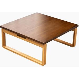 INEOUT Japanse vloertafel, lage tafel om op de grond te zitten, vierkante opvouwbare salontafel, bamboe theetafel, voor eetkamer, woonkamer, salontafel