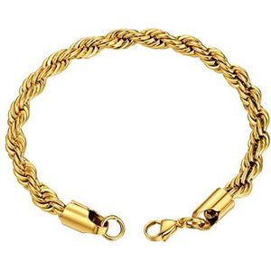 GoldChic Jewelry Roestvrij stalen twist armband, klassieke herenarmband in breed 3/6 mm, roestvrij staal twist armband voor heren met zilver/goud, 2 kleuren in 21 cm, perfect cadeau voor heren en dames, Roestvrij staal