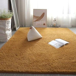 Luxe Fluffy Shag Lounge Area Rug Soft Touch Rug Anti Slip - Moderne Super Zachte Dikke Stapel for Slaapkamer Woonkamer Eetkamer(Khaki,100 * 160cm)