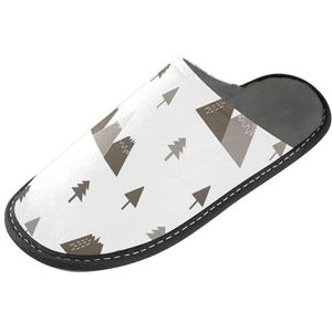 LI ZHI XIN Volwassen Pluche Slippers Dames Flanel Warme Huis Schoenen Met Antislip Mens Indoor Slippers Met PVC Zool Size 4-11 Boom Patroon, Meerkleurig, 4/5 UK