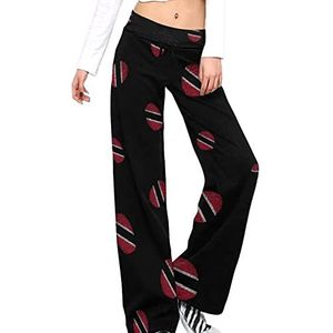 Trinidad en Tobago Damesbroek met vingerprint, casual broek, elastische taille, loungebroek, lange yogabroek, rechte pijpen