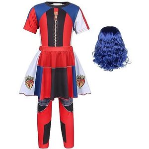 Foanja Evie Kostuum Meisje Cosplay Nageslacht Draak Evie Outfit Tops en Broeken met Rokzoom voor Kinderen Halloween Carnaval Feest Fancy Dress Ball Costume