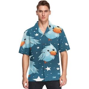 KAAVIYO Leuke blauwe papegaaien ster shirts voor mannen korte mouw button down Hawaiiaanse shirt voor zomer strand, Patroon, XXL