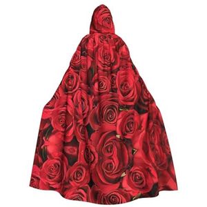 EdWal Rode rose1 print Unisex Hooded Mantel, Cosplay Heks Mantel, Volwassen Vampieren Cape, Carnaval Feestbenodigdheden