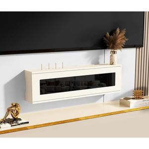 XCLOOZGL Houten Wifi-Router Opbergdoos Verbergkast Plank Decoratieve Routerverstopper Kast Voor Kabelmodem Internetuitlaat Afdekking Opbergkast Wandgemonteerd Massief Hout,Beigeb,70X11X21cm