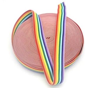 Glitter rubberen elastische band 25 mm kleurrijke streep singels tailleband DIY handgemaakte naaien hoofdtooi kleding tas accessoires-Rainbow-25mm-1M