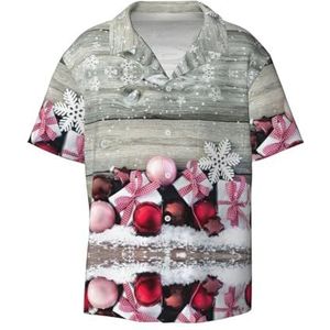 OdDdot Kerst Ornament Print Heren Jurk Shirts Atletische Slim Fit Korte Mouw Casual Business Button Down Shirt, Zwart, XXL