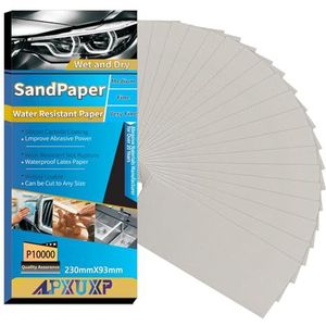 ALPXUXP Schuurpapier Set,30 stuks 93 x 230mm Korrel P10000 Droog/nat voor Handschuren,voor Het Polijsten van Automobiel Metaal Kunststof Hout