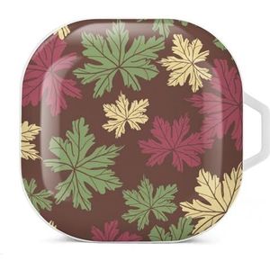 Warme herfst bladeren oordopjes hoesje compatibel met Samsung hard shell beschermhoes wit stijl