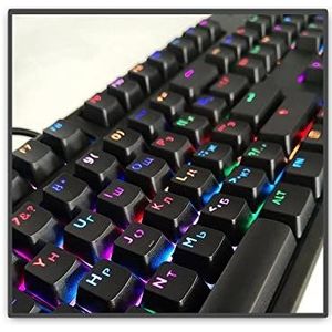 Toetskappen voor mechanisch toetsenbord compatibel voor Cherry MX-verlichting Russisch/Koreaanse pudding-toetsdoppen, verlichte led-verlichting toetsdoppen voor OEM-profiel (totaal 104 toetsdoppen)