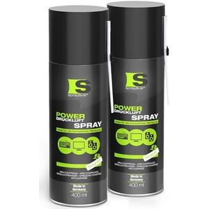 Spraytive 2 x 400 ml Power persluchtspray/persluchtreiniger met 100 mm sproeiverlenging, persluchtbus (Air Duster), voor het reinigen van toetsenbord, pc, Playstation, Xbox