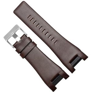 dayeer Lederen horlogeband voor Diesel DZ1216 DZ1273 DZ4246 DZ4247 DZ287 Horlogeband Polsband Armband (Color : B-brown-silverbuckle, Size : 32mm)