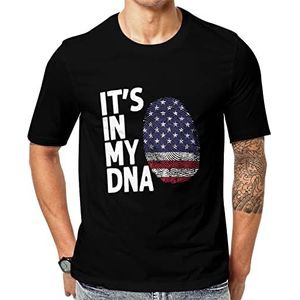 It's In My DNA Amerikaanse vlag T-shirt met korte mouwen voor heren met ronde hals print casual T-shirt M