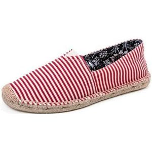 ZIRIA Vrouwen Zomer Linnen Ademend Casual Flats Schoenen Heren Espadrilles Loafers Canvas Schoenen Visser Rijden Schoeisel, Fijn Rood, 39 EU