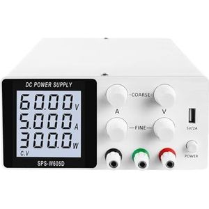 Tafelvoeding van laboratoriumkwaliteit, Instelbare DC-voeding 30V 10A LCD-scherm Bescherm ogen USB Digital Lab Bench Voltage Regulator Switch Eenvoudig in te stellen en te gebruiken(SPS-W605D White)