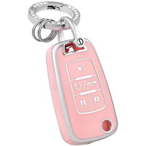 Sleutelbehuizing houder 5 Knoppen Sleutelhanger Cover Car Key Geval Flip Sleutelhanger Voor Buick Voor Encore Voor Camaro Voor Equinox Voor Impala Sonic GMC Terrain Sleutelbehuizing(Pink set)