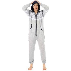 Juicy Trendz® Onesie voor heren, volwassenen, jumpsuit, eendelige pyjama, uniseks, nachtkleding, D2-Grijs, XL