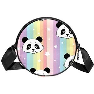 Kleurrijke Strepen Panda Sterren Patroon Crossbody Tas Messenger Bag Purse voor Vrouwen, Meerkleurig, 6.7x6.7x2.3 in, Sling Rugzakken