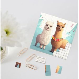 Bouwsteenpuzzel Gepersonaliseerde bouwstenen vierkante puzzels lama alpaca bouwstenen blok voor volwassenen blokpuzzel voor huisdecoratie 3D baksteenpuzzel bakstenen fotolijst