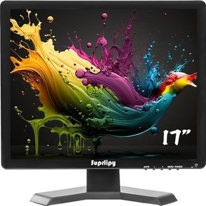 Suprlipy 17 Inch TFT LCD Beveiliging CCTV Monitor 1280x1024 4:3 Resolutie Kleur Display Screen met HDMI/VGA/AV/BNC/MIC USB Oortelefoon Input Ingebouwde Dual Speakers voor Home Security Monitor Gaming