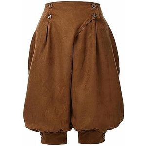 WEITING Middeleeuws renaissance-Viking-cosplay-kostuum voor dames, losse broek, ridderboer-drifterkostuum, pofbroek, auburn-piraat cosplay