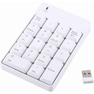 2 4 GHz Numeriek Toetsenbord Draadloze USB Numeriek Toetsenbord Numpad Nummer met Mini USB Ontvanger 18 toetsen voor Laptop PC Nieuwe(Wit)