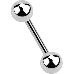 Titanium piercing barbell, staaf in 1,2 mm met twee titanium ballen, Titanium