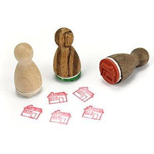 Stemplino® Ministempel - motief: huis - 12 mm diameter - houten stempel kinderen stempel Bullet Journal stempel met huismotief huisstempel
