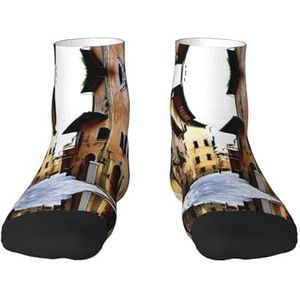 Italië Toscaanse print veelzijdige sportsokken voor casual en sportkleding, geweldige pasvorm voor voetmaten 36-45, Italië Toscaans, Eén Maat