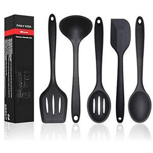 Siliconen keukengerei Set, 5 STKS Hittebestendig Niet Stick Kookgereedschap, Siliconen Spatel/Turner/Serveerlepel/Soeplepel/Slotted Lepel, voor Thuis en Camping