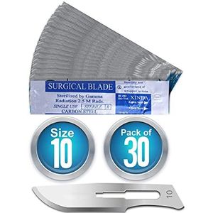 30 stuks Scalpelmessen 10 gemaakt van koolstofstaal voor scalpelhouder nr. 3 - enkelvoudig steriel verpakt