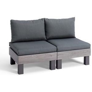 Keter - Signature Elements - Loungebank - Cappuccino/Ashwood - Inclusief Groene Kussens