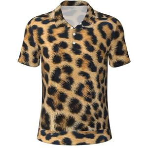 JJPUNGK Ruwe Luipaardprint Print Zomer Polo Shirts Korte Mouw Speciale gelegenheden Casual Uitjes, Zwart, 4XL