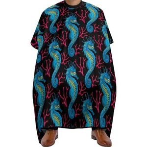 Kapperscape Seahorse En Koraal Kapperscape Uniseks Kapperscape Verstelbare Kappersschort voor Kappers Haar Styling 140 x 168 cm