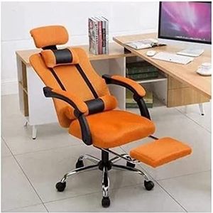 Office Fauteuil Stoel Executive Hoge rugleuning Stoel Computer Werkstoel Rugleuning Leunende functie Ergonomisch met voetensteun (Color : Orange)