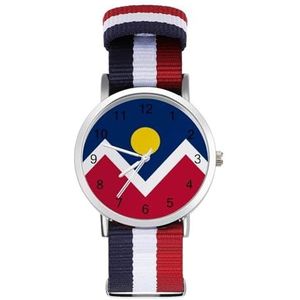 Vlag van Denver Casual Heren Horloges Voor Vrouwen Mode Grafische Horloge Outdoor Werk Gym Gift