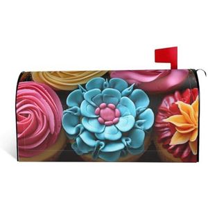 Kleurrijke Cupcakes Regenboog Bloem Cake Brievenbus Covers Magnetische Standaard Maat 25,5 x 21 inch Decoratieve Brievenbus Wraps Waterdichte Post Brief Box Cover Gepersonaliseerde Brievenbus Covers