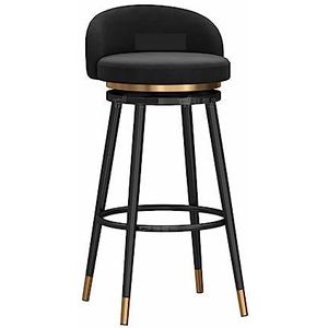 Barkrukken Ronde Barkruk 360° Draaibare Stoel Home Back Chair Receptie Barkruk Zwarte Poten Fluwelen Blad Barkrukken Set Van 2 (Color : Black, Size : 75cm Sitting Height)