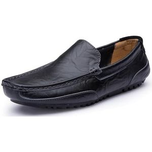 Loafers for heren Schoenen met vierkante neus Kunstleer Mocassins Schoenen Platte hak Antislip Comfortabele casual instapper (Color : Black, Size : 42 EU)