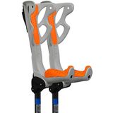 FDI Ergodynamic Pro Shock Absorbing Ultra Comfort Elbow Open Manchet Verstelbare Krukken - Wit + Variaties User Weight >60kg Orange Grips