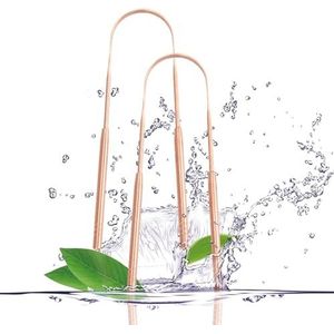 Koperen tongschraper (2 stuks), tongreiniger voor het verminderen van slechte adem, tongschrapers voor volwassenen en kinderen, 100% koperen metalen tongschrobberset voor mondverzorging en eenvoudig