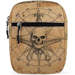 Piraat En Schedel Kompas Mini Crossbody Tas Unisex Anti-Diefstal Side Schoudertassen Reizen Kleine Messenger Bag