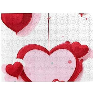 Kleine rode hart houten puzzel 500 stuks voor kinderen volwassen puzzel 20,4 inch x 15 inch (ca. 52 cm x 38 cm)