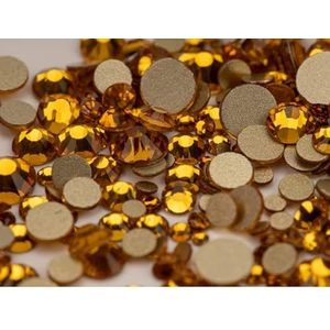 1440Pcs SS4-SS20 Glas Kristal AB Rose Non Steentjes Goud Plaksteen Glitter Strass Stenen DIY Nail Art Accessoires-Topaz, SS6-1440Pcs