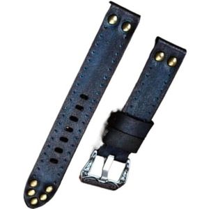 dayeer Retro horlogeband geborsteld lederen horlogeband voor Panerai horlogeband met roestvrijstalen gesneden gesp vervangende accessoires (Color : Blue, Size : 22mm)