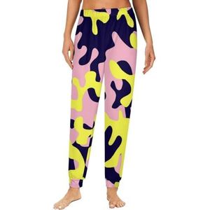 Roze Geel Kleur Camo Militaire Vrouwen Pyjama Lounge Broek Elastische Tailleband Nachtkleding Bodems Print