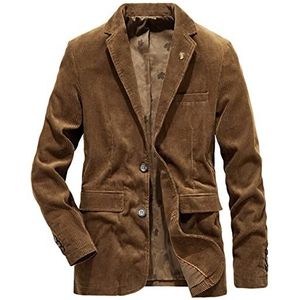 Heren Corduroy Casual Corduroy Colbert Jas Herfst Winter Casual Lange Mouwen Effen Turn-down Kraag Feest Blazer Formele Pakken Past Bij Effen Kleur Blazer (Color : Brown, Size : M)