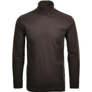 RAGMAN - Colshirt - Bruin - Lange Mouwen - Hoog Gesloten Hals - Regular Fit - Katoen