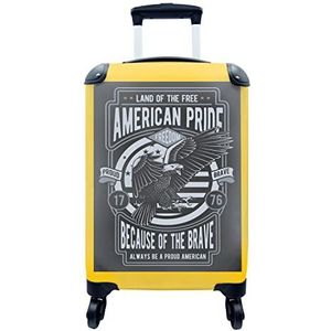 MuchoWow® Koffer - Amerika - Grijs - Geel - Vintage - Past binnen 55x40x20 cm en 55x35x25 cm - Handbagage - Trolley - Fotokoffer - Cabin Size - Print