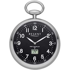 Regent 11280077 analoog draadloos horloge met non-armband, zilver-zwart, Eén maat, Klassiek